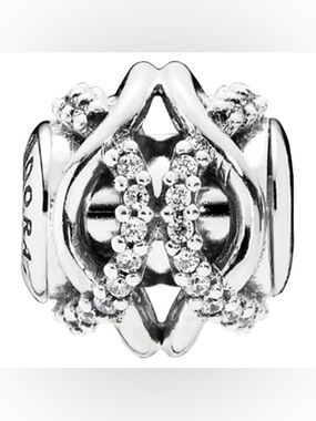 Pandora ESSENCE Caring Charm with Clear Zirconia Authentic Curved Interlocking